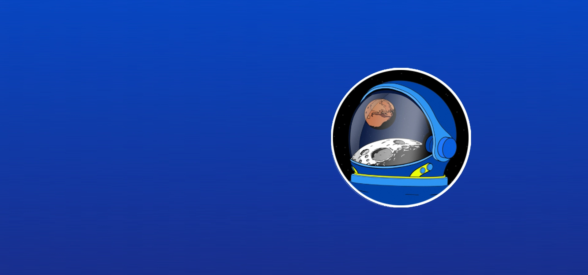 portada_nasa_space_apps_challenge_2026 Casco de astronauta en el que se reflejan la luna y Marte, sobre fondo azul